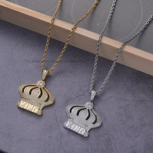 KING crown pendant, hip hop accessories cool <b>cross</b>-border copper inlaid zircon, King crown pendant <b>chain</b>. - Product Image 2