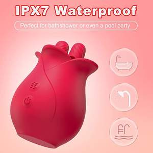 Wasserdichter tragbarer Größen-Design-Rosen <span class=keywords><strong>vibrator</strong></span> für Frauen Zwei-Wege-lebensechte Zunge lecken berühren persönliches Körper-Vaginal massage gerät - Product Image 4