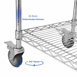 Chariot de manutention à une poignée en forme de U, en treillis métallique chromé en acier inoxydable à trois niveaux, capacité 200 kg, pour atelier - Product Image 3