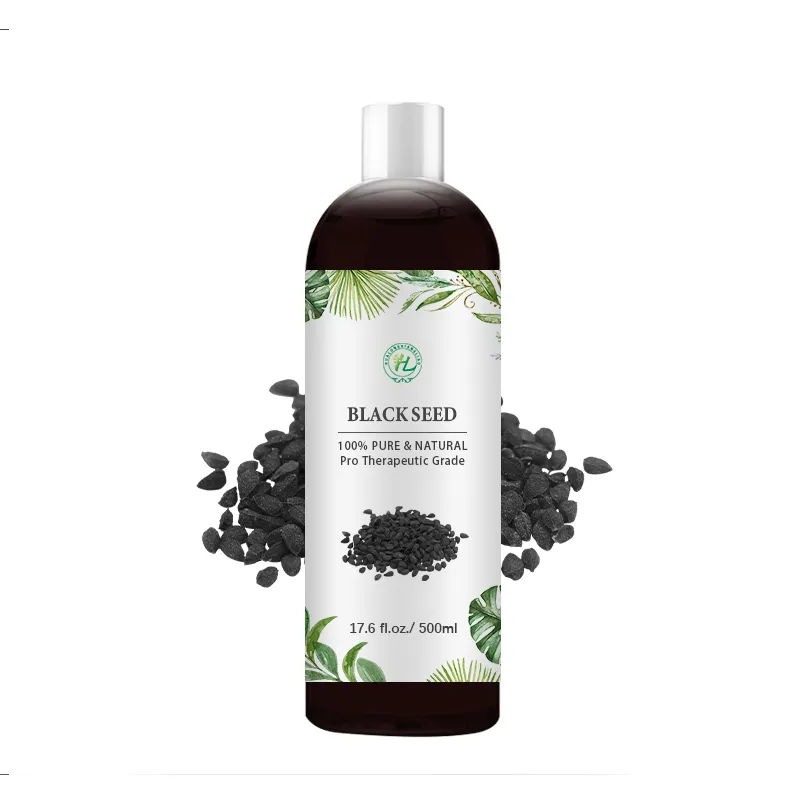 HL- Organic Black Cumin Seed Oils Supplier, 500ML, Bulk Unrefined Pure Kalonji Nigella Sativa Oil Cold Press For Hair Growth