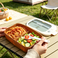 Boîte à lunch pour enfants en plastique de 750 ml, 2 compartiments avec fourchette et cuillère, récipient de stockage alimentaire micro-ondable pour la cuisine, l'école et le bureau