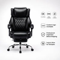 Fauteuil de direction de luxe moderne, ergonomique et confortable, en cuir PU noir, avec repose-pieds imperméable