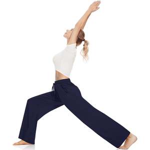 Pantalons de survêtement de yoga pour femmes pantalons de pyjama de salon à jambes larges pantalons de jogging confortables avec poches - Product Image 4