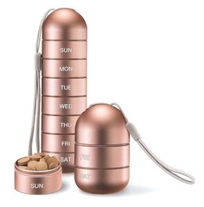 Estuches de almacenamiento de pastillas de aleación de aluminio <span class=keywords><strong>organizador</strong></span> contenedor de pastillas <span class=keywords><strong>organizador</strong></span> de pastillero <span class=keywords><strong>semanal</strong></span> para tiendas en línea - Product Image 1