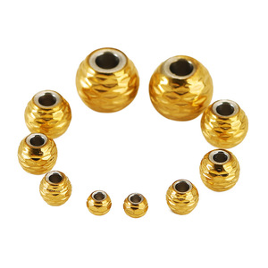 Stainless Steel Round <b>Beads</b> Twill Fish Scale Pattern Through Hole Spacer <b>For</b> <b>Bracelet</b> Making Jewelry Accessories - Product Image 4