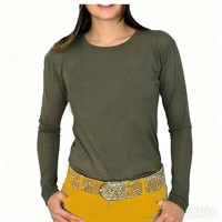 Chemise à col rond pour femme, respirante, en maille perforée, pour l'équitation, personnalisable OEM ODM