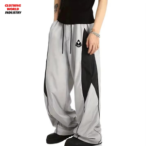 Men Double Waisted Sweatpants Custom Baggy Sweatpants Wide Leg <b>Drawstring</b> Pants Streetwear Gym black Men's Pants - Product Image 4