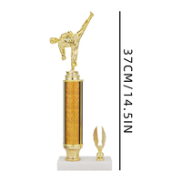 Trofeo de Columna Dorada Personalizado para Artes Marciales, Karate y Taekwondo, con Base de Mármol DL22, Impresión UV, Tamaño Personalizable
