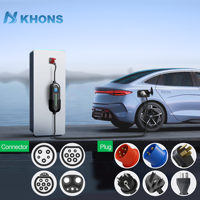 Chargeur de véhicule électrique portable KHONS à expédition rapide, intelligent, compatible OCPP1.6J, contrôle par application RFID, norme GB/T, 16A, 3.5KW, étanche IP65, avec prise Schuko