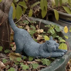 Chiêm niệm mèo đường cong điêu khắc Zen mèo Yoga bức tượng nhựa - Product Image 5