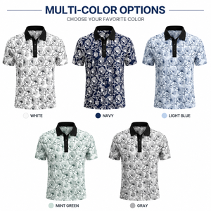 Polo de golf pour homme personnalisé à imprimé animal, anti-bactérien, respirant, extensible, séchage rapide, manches courtes, spandex/polyester - Product Image 2