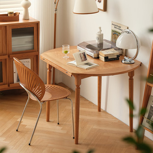 Table ronde pliante en bois massif nordique, table à manger extensible pour petits appartements - Product Image 4
