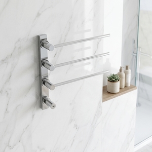 <span class=keywords><strong>Sèche</strong></span>-serviettes électrique mural en acier inoxydable <span class=keywords><strong>à</strong></span> économie d'énergie 38W avec 3 barres pour salle de bain, salle de sport et hôtel - Product Image 1
