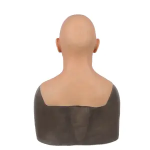 Halloween Simulation Silicone Bald Grandfather Handsome Male Female Film And Television Props Face Hood Realistic Mask