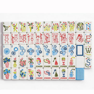 ไพ่มาห์จงอเมริกันแบบพกพา รุ่นใหม่ ดีไซน์หรูหรา 160 ชิ้น ทำจากอะคริลิก 3 ชั้น สีสันตามสั่ง ลายทางสีน้ำเงิน กันน้ำ ทนทาน - Product Image 2