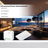 Interrupteur intelligent Tuya, commande à distance et via application mobile, compatible Android, interrupteur mural cinétique WiFi pour système de maison intelligente, 2 voies, IP21