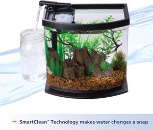 For Home Decoration LED MiniBow Small <strong>Aquarium</strong> Fish Tank Kit with SmartClean Technology, Black, 2.<strong>5</strong> Gallon - Product Image 3