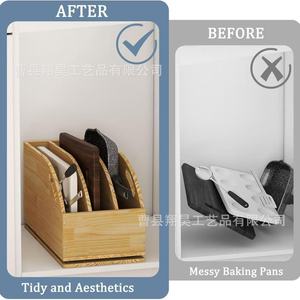 Wooden Kitchen Pull Out Storage Rack Pot <b>Pan</b> Organizer Rectangle Removable Cabinet Organizer - Product Image 4