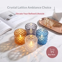 Bougie électronique LED simulée en forme de gobelet en plastique à côtés droits, lumière jaune chaude, ornements décoratifs colorés, accessoires