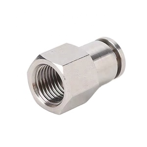 Raccords pneumatiques femelles en laiton nickelé PCF avec filetages BSPT/<span class=keywords><strong>BSPP</strong></span>, pression de fonctionnement 0-1,0 Mpa, raccords de tuyaux d'air - Product Image 2