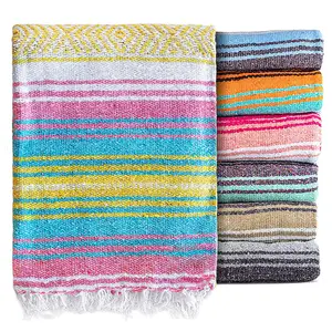 बाहर डेरा डाले हुए कंबल योग तौलिया पिलेट्स कंबल Handwoven मैक्सिकन कपास योग कंबल