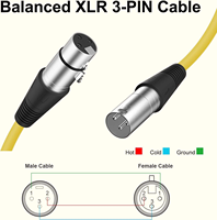 Câble audio XLR équilibré à vente directe usine, gaine PVC 6,5 mm, mâle-femelle, six couleurs, câble de microphone avec blindage combiné