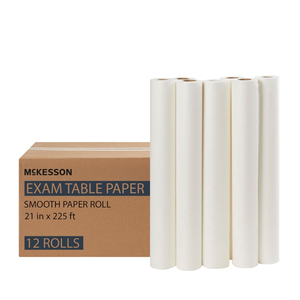 Rouleaux de <span class=keywords><strong>papier</strong></span> jetables blancs et lisses pour <span class=keywords><strong>table</strong></span> d'examen médical, 21 po x 125 pi, pour couverture de lit, idéal pour médecins, spas, épilation, chiropratiques - Lot de 12 rouleaux - Product Image 1