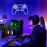 Lampu Neon LED Gamepad Esport Profesional, Papan Nama Lampu Kontroler Kustom untuk Dekorasi Zona Game Warnet