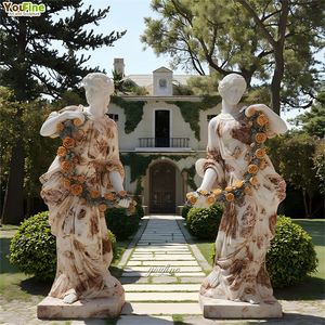 YOUFINE 手彫り等身大白大理石女性像 花付き - Product Image 6