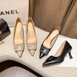 Nouvelles chaussures à talons mi-hauts pour femmes, bout pointu, boucle G, chaussures <span class=keywords><strong>de</strong></span> travail <span class=keywords><strong>de</strong></span> bureau - Product Image 2