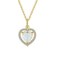 Collier pendentif opale cœur Glowluxe avec accents halo transparents, en argent sterling 925 plaqué or, bijoux romantiques contemporains