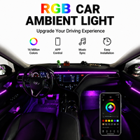 Kit d'éclairage ambiant universel pour voiture, LED acrylique RGB 18 en 1, contrôle par application, synchronisation musicale, logo personnalisé, directement de l'usine