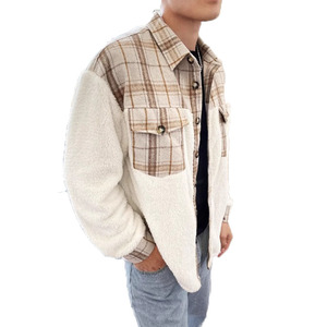 Veste de chemise à <span class=keywords><strong>carreaux</strong></span> en flanelle tweed pour hommes d'hiver personnalisée unisexe <span class=keywords><strong>Surchemise</strong></span> à la mode Veste <span class=keywords><strong>polaire</strong></span> patchwork pour hommes et femmes - Product Image 4
