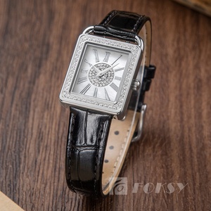 Foksy vente en gros personnalisé Quartz Zircon <span class=keywords><strong>pendentif</strong></span> collier <span class=keywords><strong>montre</strong></span> pour femmes Bracelet en acier inoxydable boîtier carré <span class=keywords><strong>montre</strong></span> avec mouvement - Product Image 3