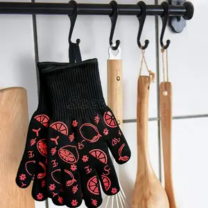 Seeway Guantes Cocina Barbacoa Antiquemadura Guantes para asar a la parrilla resistentes al calor