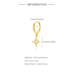 ต่างหูจี้รูปดาวสี่แฉกสีโอปอลเงินแท้ S925 สไตล์โกลด์อินส์ - Product Image 6