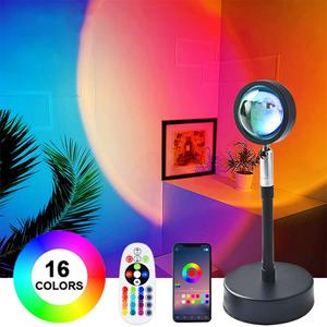 Lámpara Proyector LED RGB de 16 Colores con Control Remoto por Aplicación, Proyección de Atmósfera, Luz de Atardecer para Decoración de Fondo en Hogar, Dormitorio, Tienda - Product Image 1