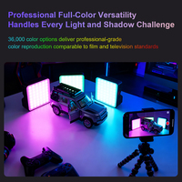Mini caméra LED pliable 20W avec température de couleur réglable 2500-9900K RGB, lampe de beauté portable alimentée par batterie