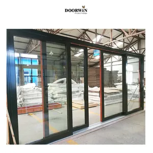 Doorwin produttore prodotto diretto 24x80 porta esterna balcone interni porte scorrevoli in vetro di legno con otturatore incorporato