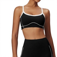 Soutien-gorge de sport respirant pour femme, style euro-américain, maintien élevé, motif uni, bretelles non ajustables, design dos en U profond