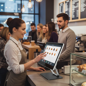 Máquinas Pos todo en uno <span class=keywords><strong>de</strong></span> 15,6 pulgadas <span class=keywords><strong>Terminal</strong></span> <span class=keywords><strong>de</strong></span> cajero móvil Lector NFC POS Computadora Retail Hospitality Point of Sale Systems - Product Image 1