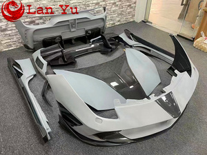 Kit de cuerpo ancho estilo M F488, cubierta de capó para <span class=keywords><strong>Ferrari</strong></span> <span class=keywords><strong>488</strong></span> Gtb, alerón de parachoques delantero y trasero, faldas laterales, Material de fibra de carbono Semi - Product Image 2
