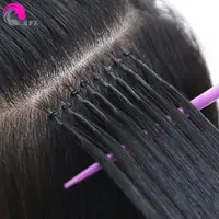 Extensions de cheveux brésiliens humains, microlink, cheveux humains crépus lisses, bruts, vierges, mèches, tip, échantillon gratuit
