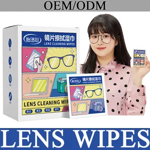 Customize Logo Lens Wipes Camera Glasses Cleaning Wet Wipes High Quality 100pcs/box Disposable