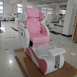 Fauteuil de pédicure rose avec siège inclinable, système de jets sans tuyau, lumière LED, fonction massage, pour usage en salon de manucure - Product Image 1