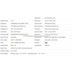 หน้าจอ LCD รุ่น NL12876BC26-25B ของแท้ใหม่เอี่ยม ขนาด 15.3 นิ้ว ความละเอียด 1280*768 โมดูลจอแสดงผล TFT LCD มีสินค้าในสต็อก - Product Image 3