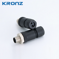 Connecteur de câblage sur site KRONZ M12 à 4 broches codées A, à bornes à vis, robuste, avec double sortie de câble, double entrée de fil, IP67