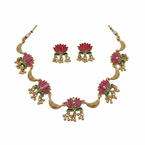 Women's Classic <b>Gold</b> Plated Pearl Flower Choker Necklace <b>Set</b> Alloy Zircon Pendant Earrings High Quality Wedding Anniversary - Product Image 2