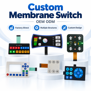 Panneau <span class=keywords><strong>de</strong></span> commande à membrane personnalisé, clavier tactile à dôme métallique, rétroéclairage LED, étanche, superposition graphique, usine OEM ODM, faible MOQ - Product Image 1