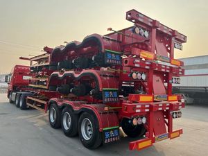 Pengiriman laut kontainer kerangka Trailer bingkai 40Ft 5 kaki Flatbed kerangka kerangka 4 Axle Semi Trailer dan roda - Product Image 4